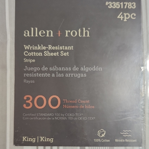 Wrinkle-Resistant Cotton Sheet Set - Stripe - Picture 3 of 3